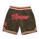 Men's Custom Olive Red-Cream Authentic Throwback Basketball Shorts