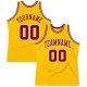 Men's Custom Gold Maroon-White Authentic Throwback Basketball Jersey