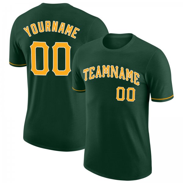 Men's Custom Green Gold-White Performance T-Shirt